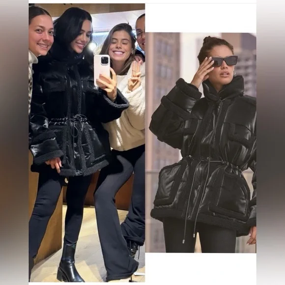 ALO Yoga Glossy Black Puffer Coat - Picture 4 of 12